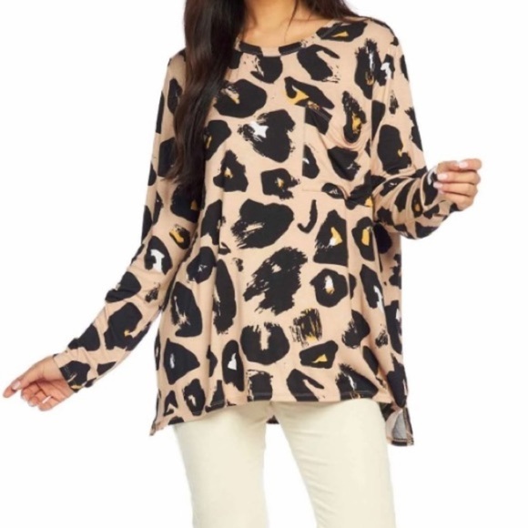Mud Pie Tops - Mud Pie Holland Tan Leopard Print Shirt NWT